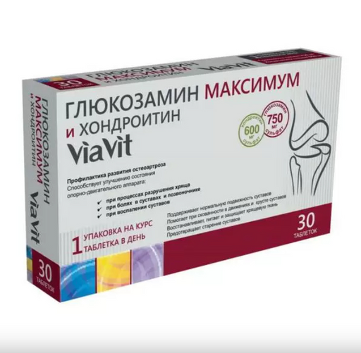ViaVit Глюкозамин максимум и хондроитин, таблетки, 30 шт.